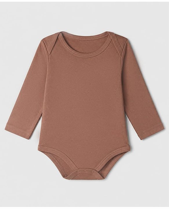 Babyhug 100% Cotton Interlock Knit Solid Onesies with Full Sleeves Pack of 5 - Rust Orange, Cream, Light Green, Brown & Light Brown