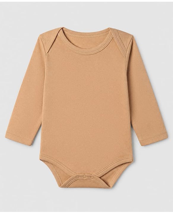 Babyhug 100% Cotton Interlock Knit Solid Onesies with Full Sleeves Pack of 5 - Rust Orange, Cream, Light Green, Brown & Light Brown