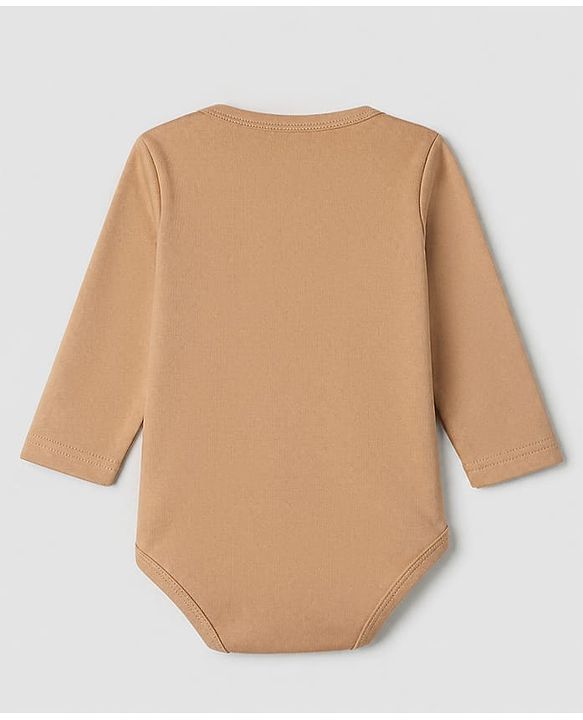 Babyhug 100% Cotton Interlock Knit Solid Onesies with Full Sleeves Pack of 5 - Rust Orange, Cream, Light Green, Brown & Light Brown