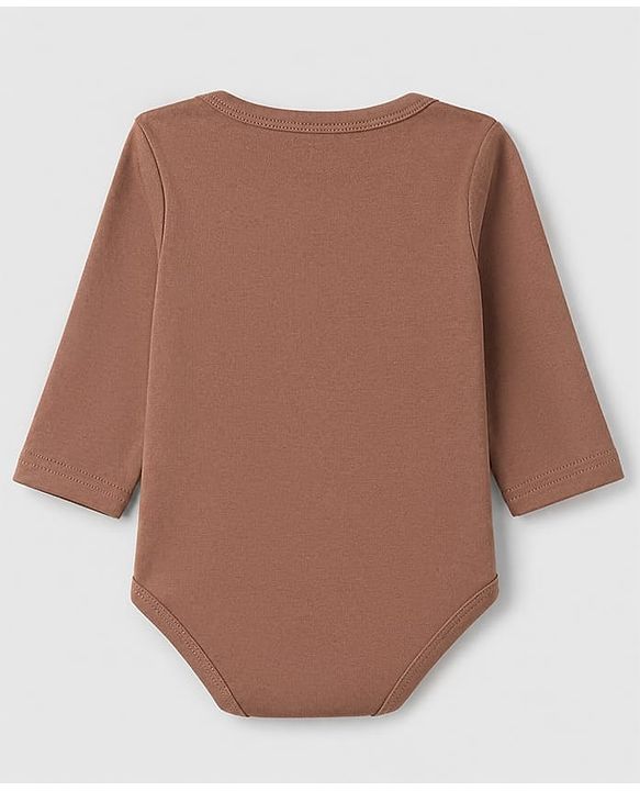 Babyhug 100% Cotton Interlock Knit Solid Onesies with Full Sleeves Pack of 5 - Rust Orange, Cream, Light Green, Brown & Light Brown