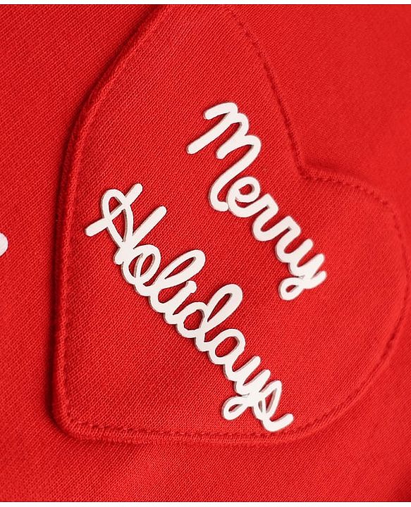 Babyhug HEAVY GAUGE 100% Cotton Terry Knit Full Sleeves Sweatshirt with Merry Holidays & Heart Print - Red
