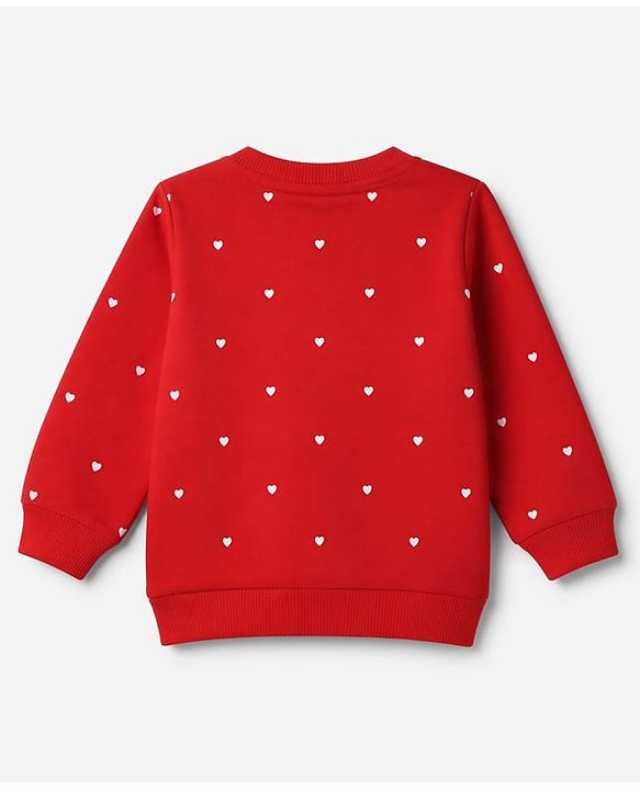 Babyhug HEAVY GAUGE 100% Cotton Terry Knit Full Sleeves Sweatshirt with Merry Holidays & Heart Print - Red