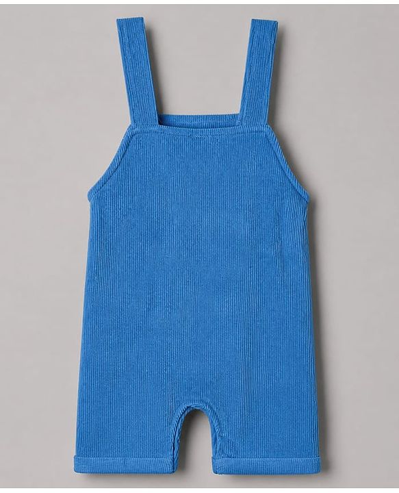 Babyhug 100% Cotton Single Jersey Knit Half Sleeves Dungaree With Animal Printed Inner Tee - White
