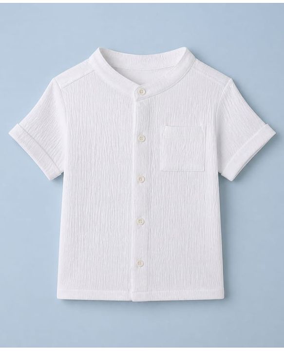 Babyhug 100% Cotton Woven Half Sleeves Shirt and Shorts Set with Suspender - White