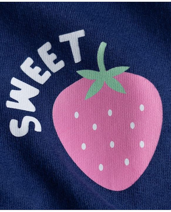 Babyhug Heavy Gauge 100% Cotton Terry Knit Full Sleeves Sweatshirt with Bow & Strawberry Print Pack of 2 - Dark Pink & Navy