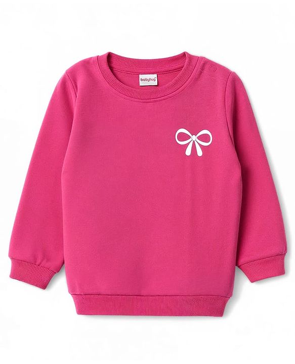 Babyhug Heavy Gauge 100% Cotton Terry Knit Full Sleeves Sweatshirt with Bow & Strawberry Print Pack of 2 - Dark Pink & Navy