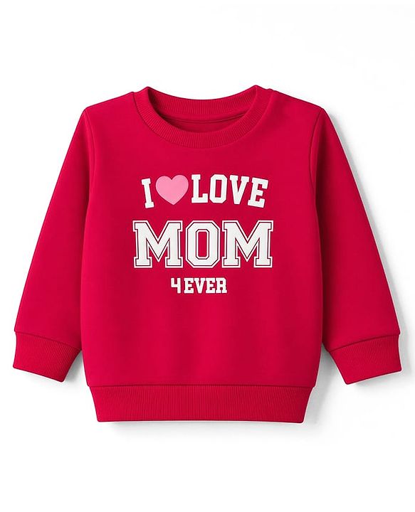 Babyhug 100% Cotton Terry Knit Full Sleeves Sweatshirts with Text Print Pack of 2 - Navy & Red