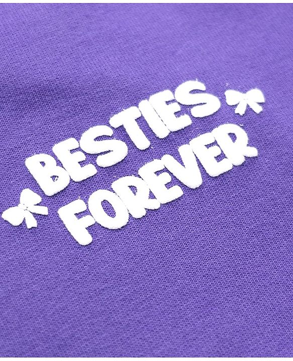 Babyhug 100% Cotton Terry Knit Heavy Gauge Full Sleeves Bear & Text Printed Sweatshirt at Front & Back - Purple
