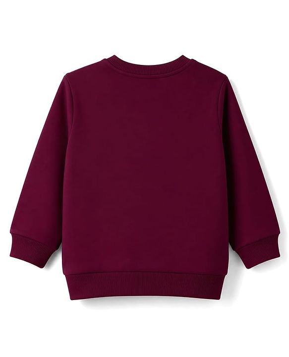 Babyhug 100% Cotton Terry Knit Full Sleeves Sweatshirt with Super Player Print - Wine