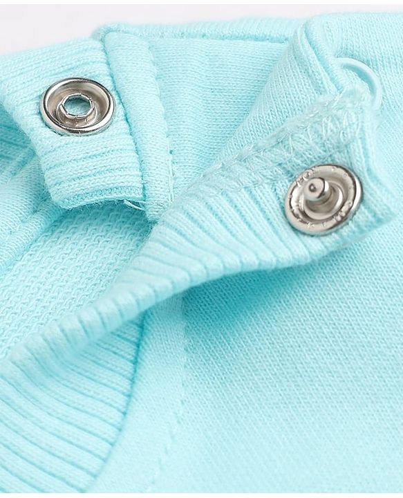 Babyhug 100% Cotton Terry Knit Sweatshirt with Full Sleeves and Happy Squad Print - Light Blue