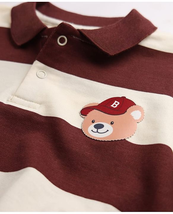 Babyhug 100% Cotton Terry Knit Full Sleeves Heavy Gauge Sweatshirt With Bear Applique - Maroon