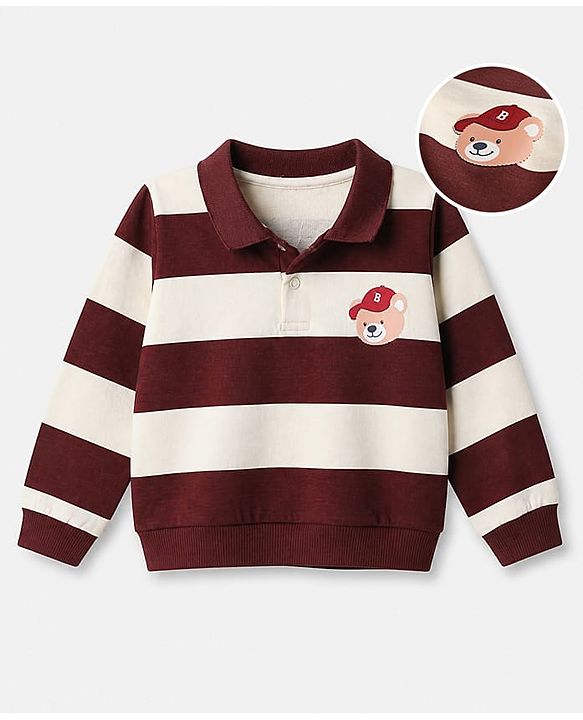Babyhug 100% Cotton Terry Knit Full Sleeves Heavy Gauge Sweatshirt With Bear Applique - Maroon