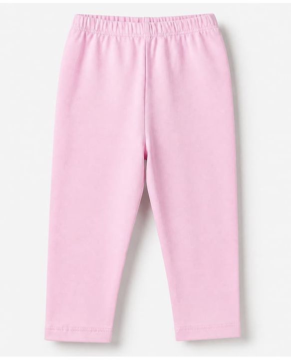 Babyhug Cotton Lycra Knit Full Length Solid Leggings Pack Of 5 - Navy Blue Pink Olive Green & Brown