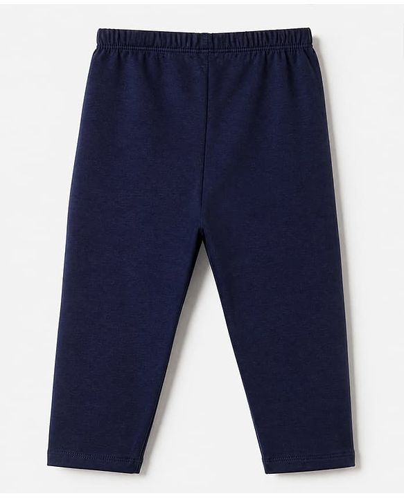 Babyhug Cotton Lycra Knit Full Length Solid Leggings Pack Of 5 - Navy Blue Pink Olive Green & Brown