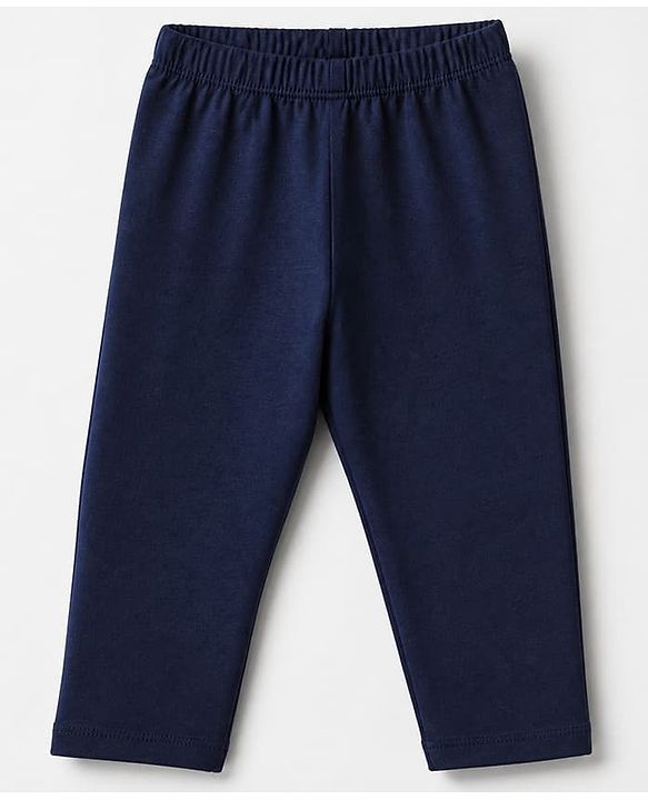 Babyhug Cotton Lycra Knit Full Length Solid Leggings Pack Of 5 - Navy Blue Pink Olive Green & Brown