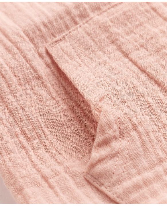 Babyhug 100% Cotton Woven Half Sleeves T-Shirt and Shorts with Bear Applique in Pink