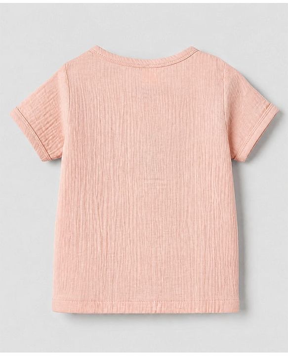 Babyhug 100% Cotton Woven Half Sleeves T-Shirt and Shorts with Bear Applique in Pink