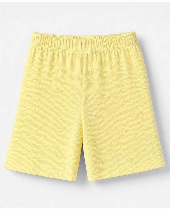 Babyhug 100% Cotton Knit Half Sleeves Bear Patch T-Shirt & Shorts - Yellow