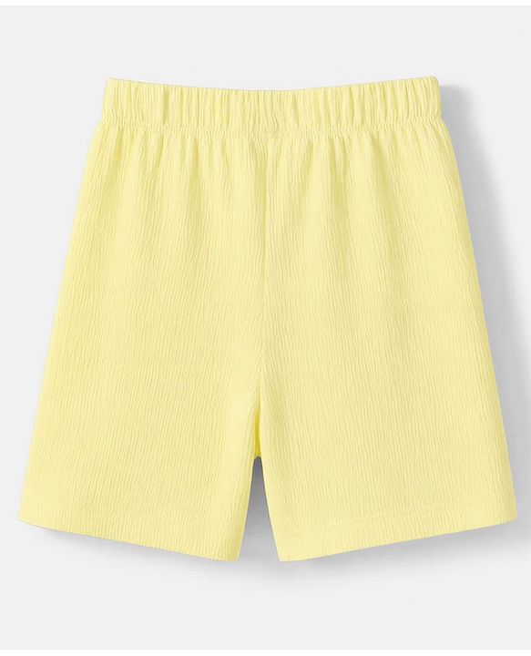 Babyhug 100% Cotton Knit Half Sleeves Bear Patch T-Shirt & Shorts - Yellow