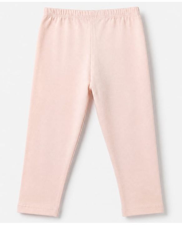 Babyhug Cotton Lycra Elastane Knit Slim Fit Full Length Solid Leggings Pack of 5 - Peach, Baby Pink, Light Green, Maroon & Light Blue