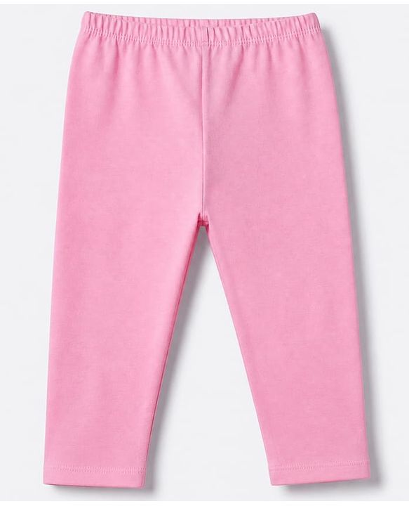 Babyhug Cotton Lycra Elastane Knit Slim Fit Full Length Solid Leggings Pack of 5 - Peach, Baby Pink, Light Green, Maroon & Light Blue