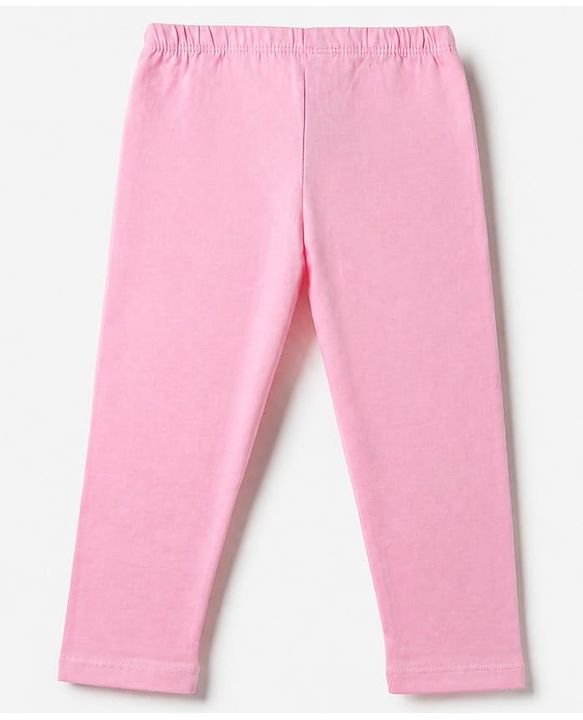 Babyhug Cotton Lycra Elastane Knit Slim Fit Full Length Solid Leggings Pack of 5 - Peach, Baby Pink, Light Green, Maroon & Light Blue