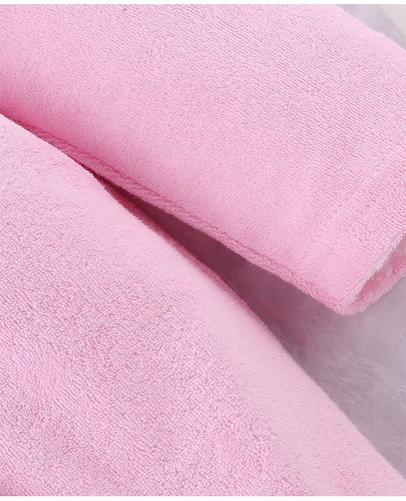 Babyhug Knit Terry Full Sleeves Bath Robe With Butterfly Embroidery - Pink