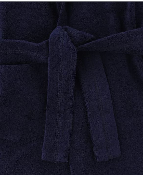 Babyhug Knit Terry Full Sleeves Bath Robe  With Tiger Embroidery - Navy Blue
