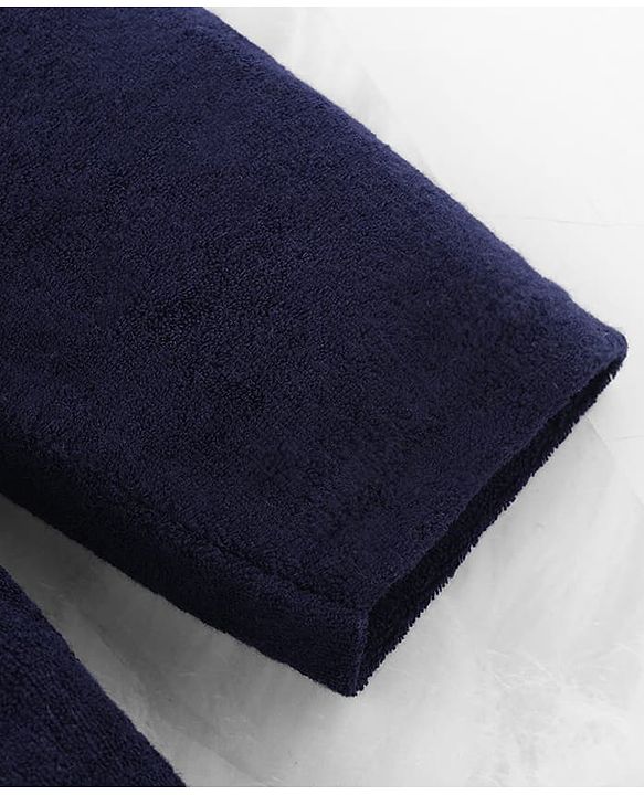 Babyhug Knit Terry Full Sleeves Bath Robe  With Tiger Embroidery - Navy Blue