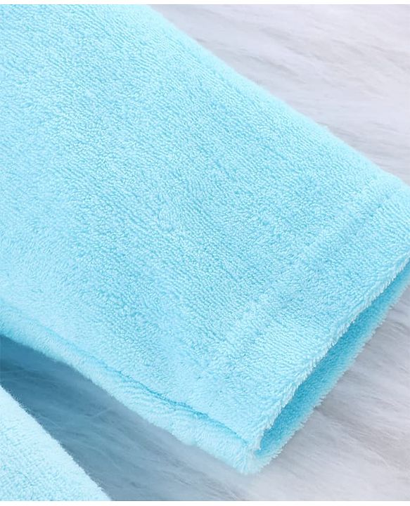 Babyhug Knit Terry Full Sleeves Bath Robe With Teddy Bear Embroidery - Light Blue