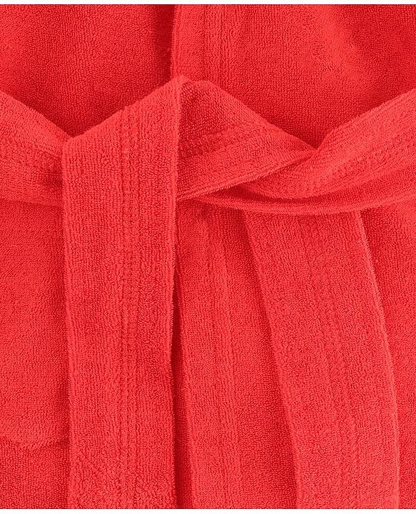 Babyhug Terry Knit Full Sleeves Hooded Bath Robe with Duck Patch -Red