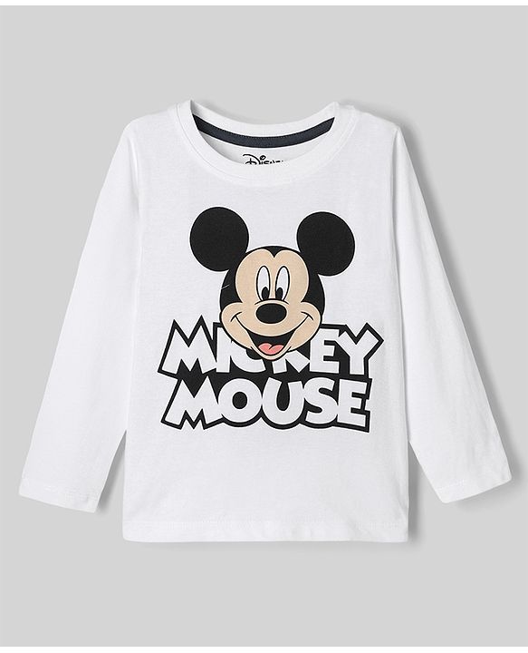 Babyhug Disney 100% Cotton Terry Full Sleeves T-Shirt, Hooded Sweatshirt and Jogger with Mickey Mouse Graphic Print - Navy Blue White & Red