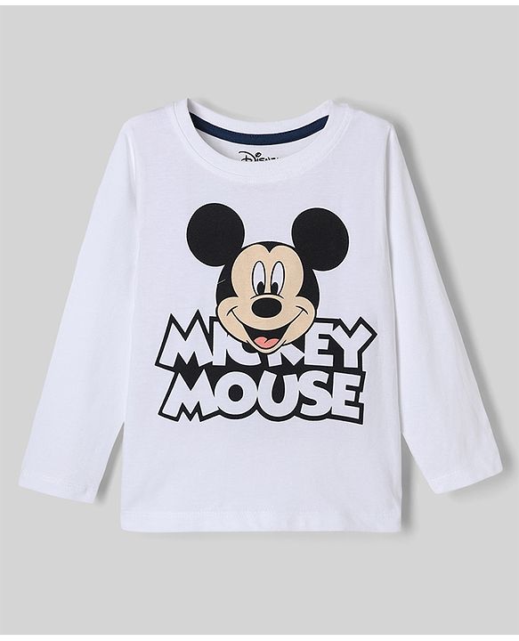 Babyhug Disney 100% Cotton Terry Full Sleeves T-Shirt, Hooded Sweatshirt and Jogger with Mickey Mouse Graphic Print - Navy Blue White & Red