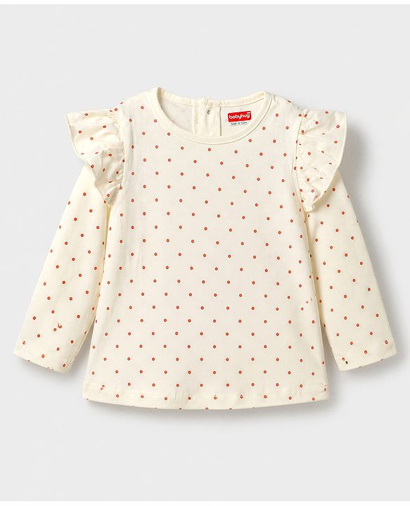 Babyhug Denim Woven Full Sleeves Frock with Inner Tee & Floral Embroidery - Blue