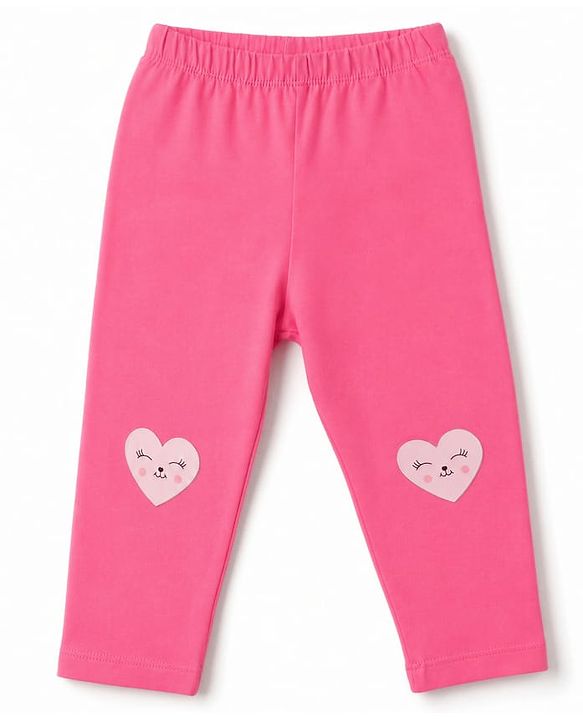 Babyhug Cotton Lycra Knit Full Length Polka Dots Solid & Striped Leggings Pack Of 5 - Dark Pink Navy Blue & Lime Green