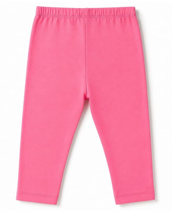 Babyhug Cotton Lycra Knit Full Length Polka Dots Solid & Striped Leggings Pack Of 5 - Dark Pink Navy Blue & Lime Green