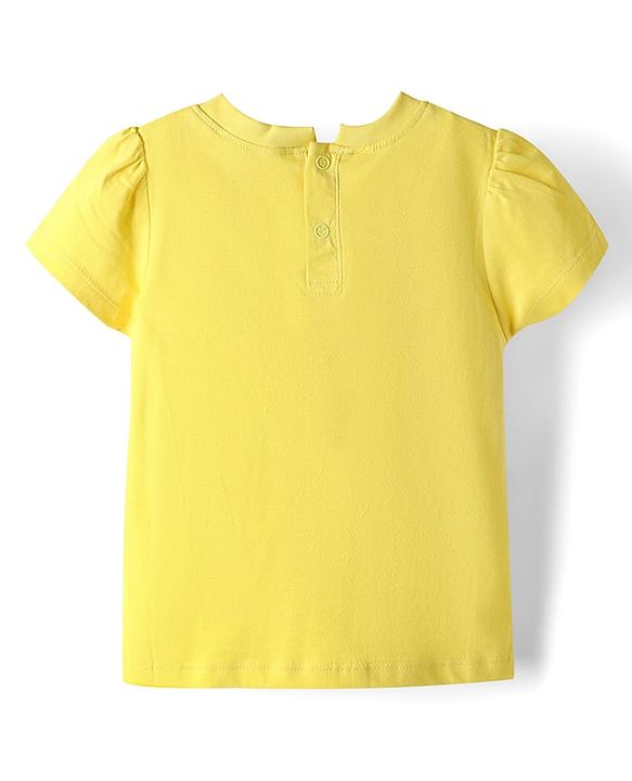 Babyhug 100% Cotton Woven Half Sleeves Denim Frocks with Inner Tee & Floral Embroidery - Blue