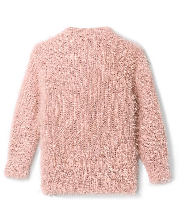 Babyhug  Knit Full Sleeves Front Open Sweater with Heart Design -Pink