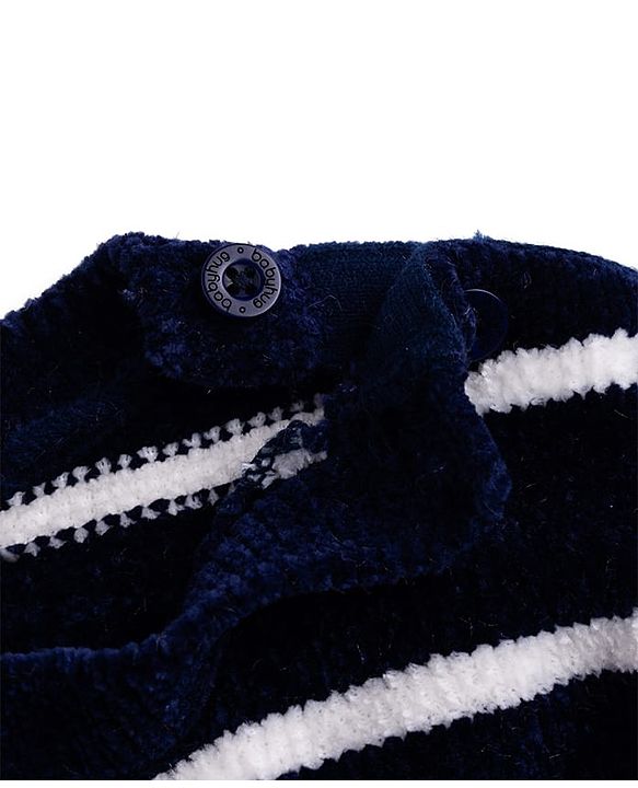 Babyhug Knit Full Sleeves Striped Pullovers With Love Sequin - Navy Blue