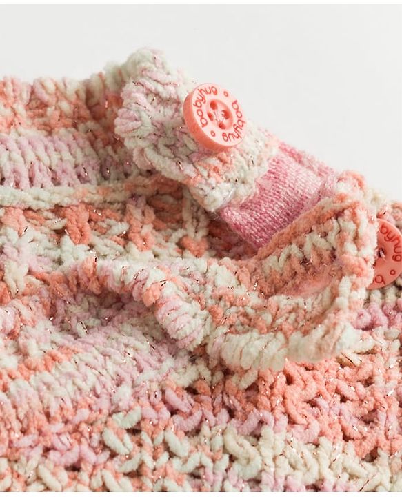 Babyhug Knit Full Sleeves Pullovers With Crown Applique - Peach