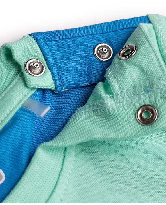 Babyhug Cotton Knit Half Sleeves T-Shirt with Rugby Club Patch - Blue