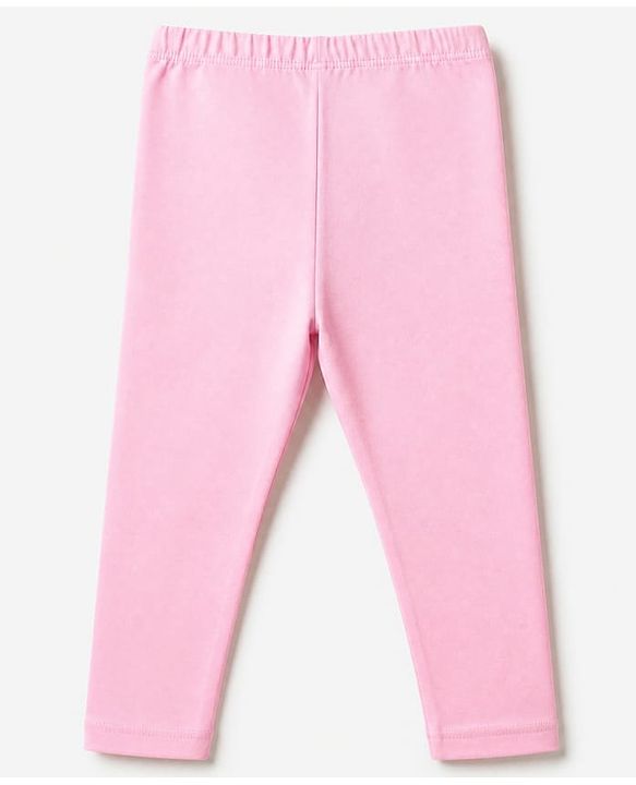 Babyhug Cotton Lycra Elastane Knit Leggings with Full Length and Bear Print& Applique - Pink