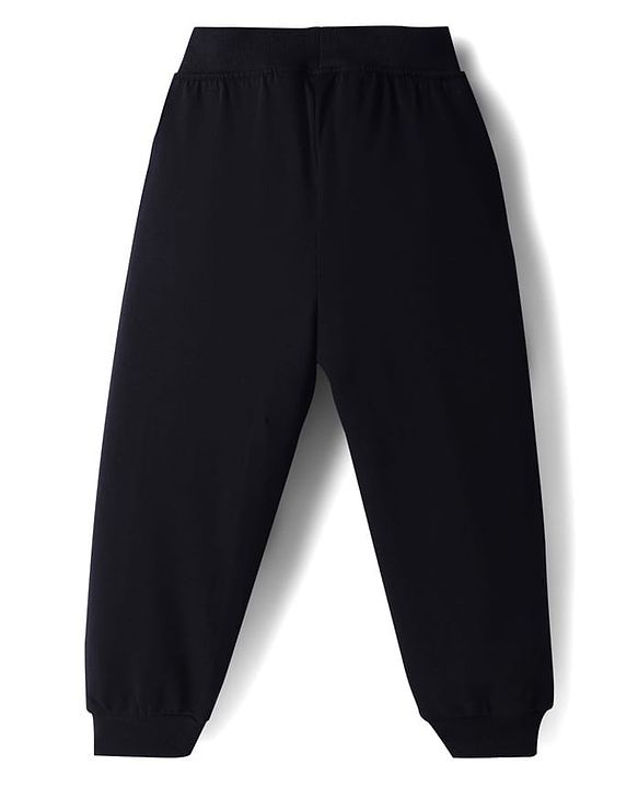 Babyhug Disney 100% Cotton Knit Full Length Jogger With Mickey Mouse & Friends Graphics - Black