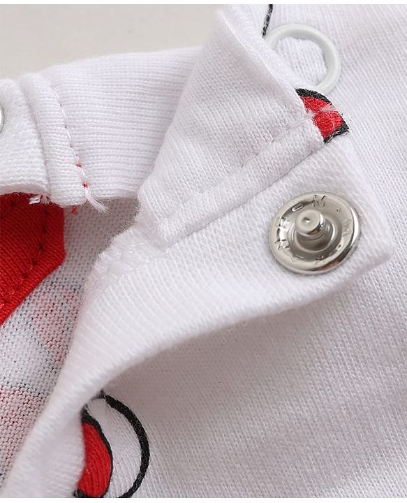 Babyhug Disney Single Jersey Knit Full Sleeves Frock With Inner Tee and Minnie Mouse Graphic - Red & White