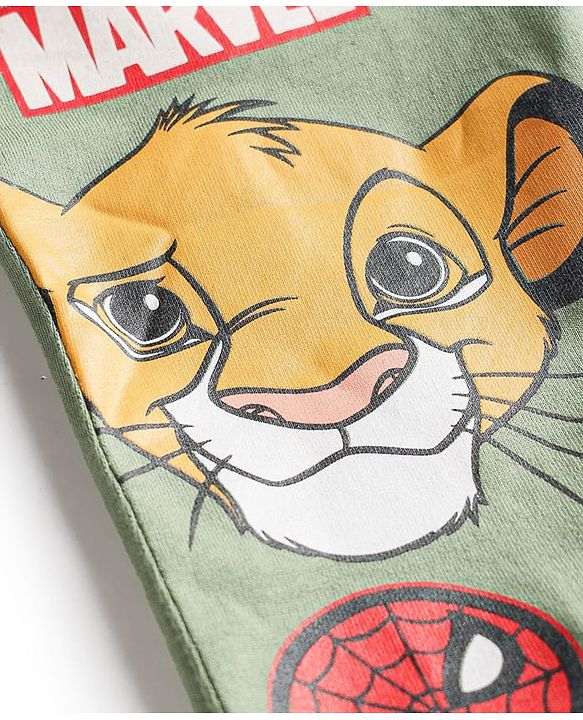Babyhug Disney Terry Knit Full Length Mickey Mouse & Friends Printed Lounge Pant - Light Green