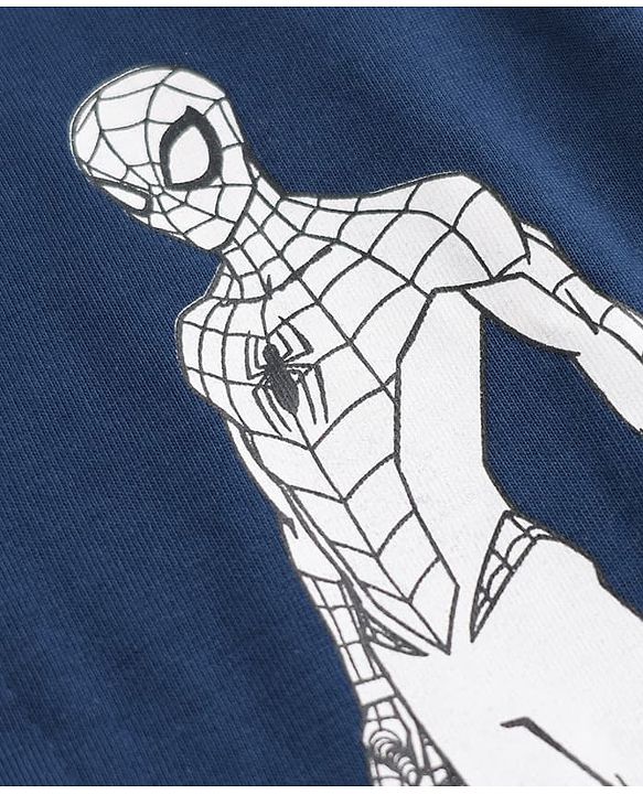 Babyhug Marvel 100% Cotton Single Jersey Knit Shirt and T-shirt With Full Sleeves and Spider-man Print in Navy Blue
