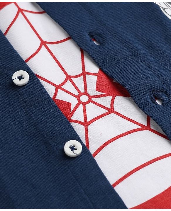 Babyhug Marvel 100% Cotton Single Jersey Knit Shirt and T-shirt With Full Sleeves and Spider-man Print in Navy Blue