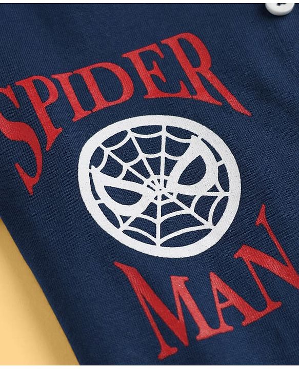 Babyhug Marvel 100% Cotton Single Jersey Knit Shirt and T-shirt With Full Sleeves and Spider-man Print in Navy Blue