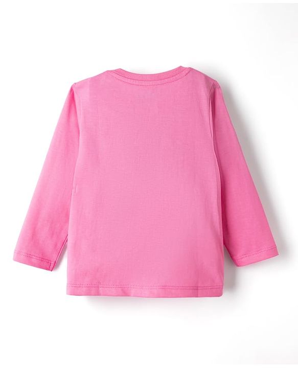 Babyhug Disney Single Jersey Knit Full Sleeves T-shirt & Pyjama Night Suit With Marie Graphic & Polka Dot Print -Pink