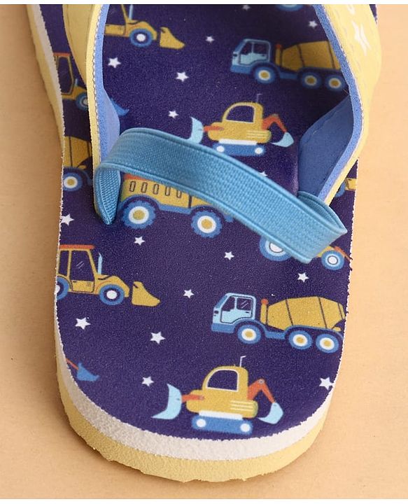 Cute Walk by Babyhug Back Strap Flip Flops With Vehicle Print - Blue